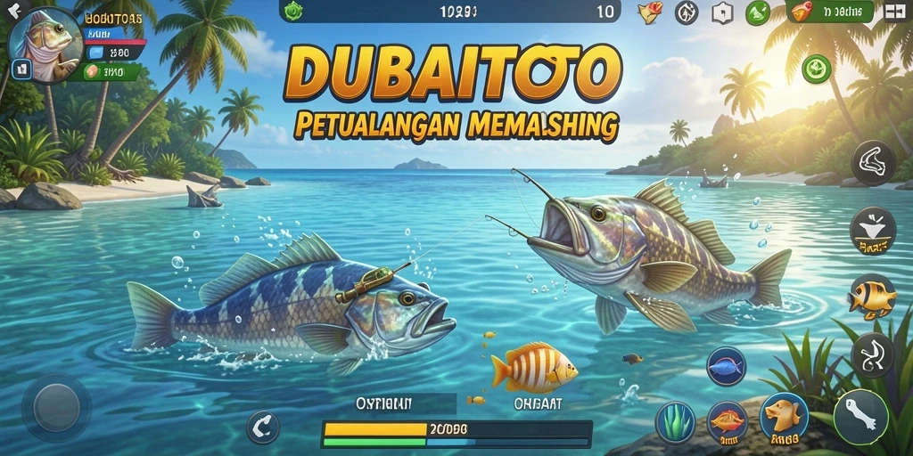 Tampilan gameplay DUBAITOTO dengan pengalaman memancing yang mendebarkan.