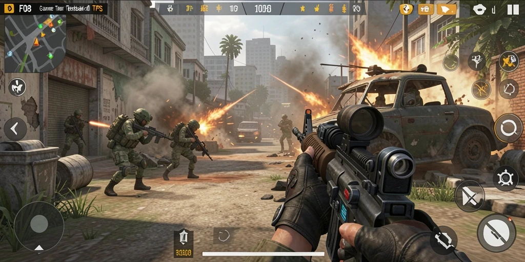 Tampilan gameplay yang menegangkan di F08 dengan aksi TPS intens.