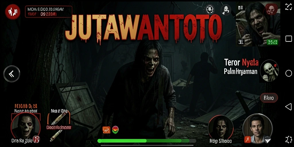 Screenshot utama JUTAWANTOTO menampilkan suasana mencekam dan gameplay yang menegangkan.