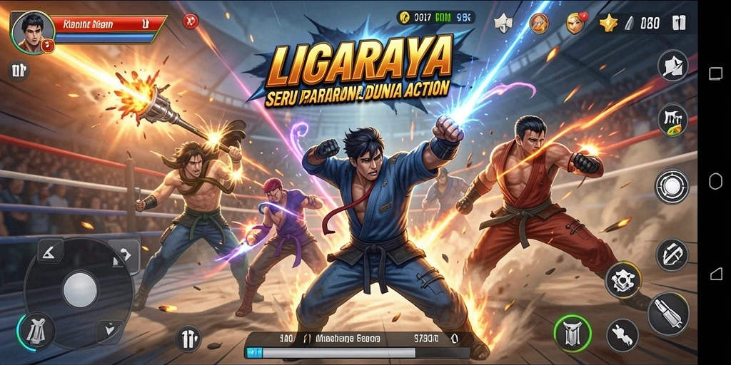 LIGARAYA menampilkan aksi pertarungan yang mendebarkan dan intens.