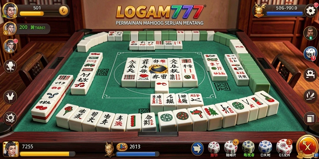 Screenshot gameplay LOGAM777 menampilkan pengalaman Mahjong yang mendebarkan.
