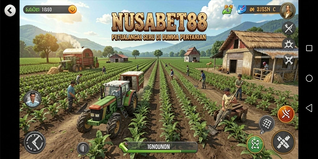 Tampilan gameplay seru dalam NUSABET88 yang menampilkan aktivitas pertanian.