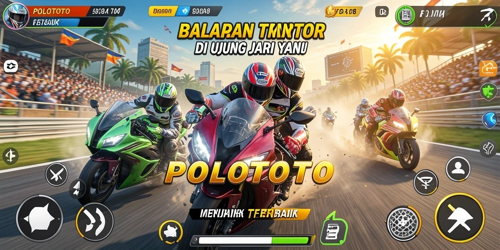 Tampilan gameplay balapan motor yang seru dan mendebarkan.