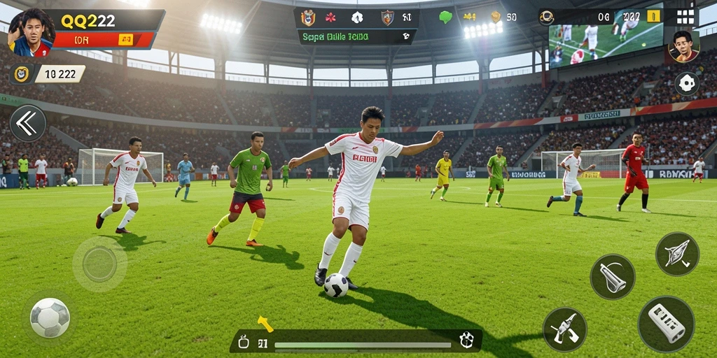 Tangkapan layar QQ222 menampilkan pertandingan sepak bola yang mendebarkan.