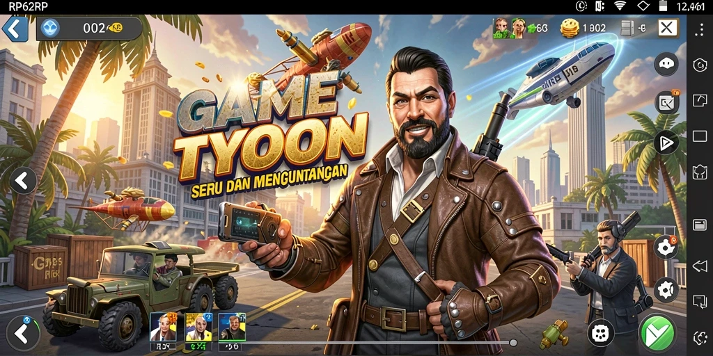 Tampilan gameplay menarik dari RP62RP yang menunjukkan strategi bisnis.