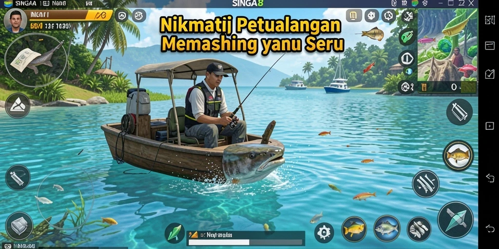 Tangkapan ikan besar dalam SINGA8 di lokasi memancing yang indah.