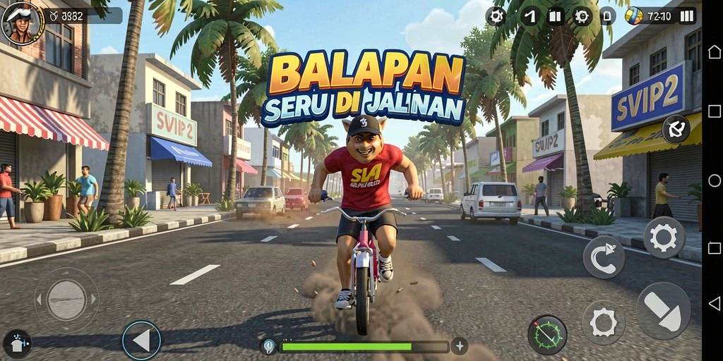 Tampilan gameplay seru dari balapan SVIP2 dengan kendaraan cepat.