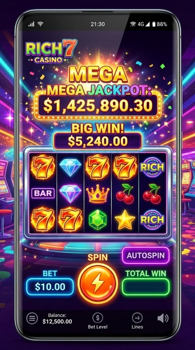 Tampilan utama aplikasi rich7 yang menarik.